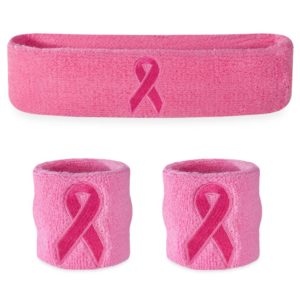 pink ribbon sweatband set